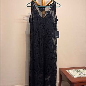 Women’s Simply Vera Wang Black Sheer Beaded Maxi Dress with Tie